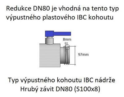 IBC redukce DN80 - DN50 x zahradní kohout 3/4" - 4